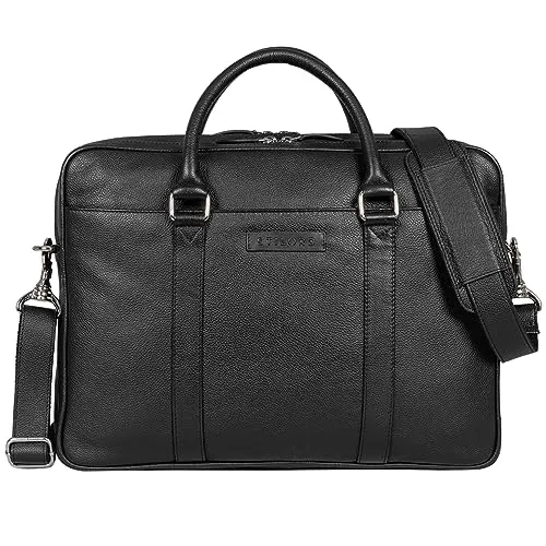 STILORD 'Caleb' Laptoptasche 16 Zoll aus Leder - Laptop-Aktentaschen mit 2-in-1 Konzept: Umhängetasche oder Henkeltasche, ideal für Damen und Herren. Hoher Tragekomfort dank verstärkter Henkel und Schulterpolster.