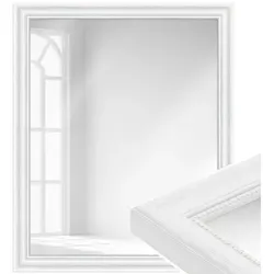 WANDStyle Wandspiegel H390, Weiß gemasert, Massivholz im Landhausstil