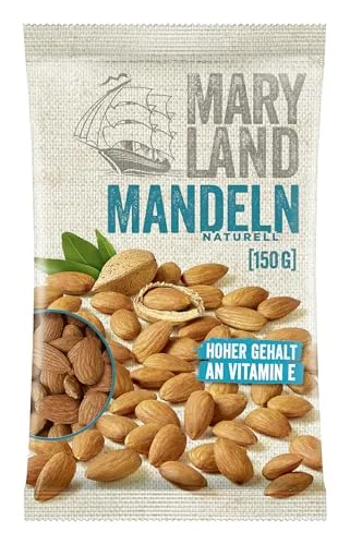 Maryland Mandeln 150g Beutel – Mandeln naturbelassen, vegan | frei von künstlichen Aromen, ohne Zusatzstoffe – Im praktischen Format genießen (1 x 150g)
