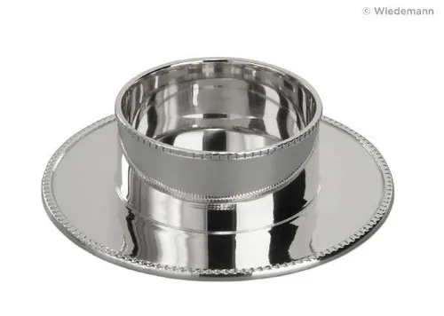 Kerzenständer mit Perlrand, Silber, für Kerzen Ø 50 mm, vernickeltes Messing NEU