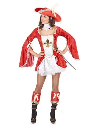 JADEO Damenkostüm Musketier in Weiß-Rot-Gold