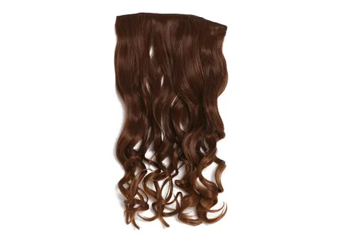 Haarteil Clip-in Extension 5 Clips Breit wellig Braun Rotbraun Mix 50 x 25 cm