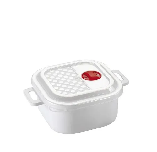 HEIDRUN Mikrowellenkasserolle mit Deckel+Ventil- 1,1 Liter, 15x15x7,4cm - weiß