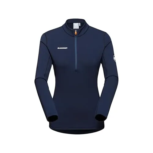 Mammut Longsleeve Aenergy ML Half Zip Pull Women blau S - Pullover für Outdoor-Aktivitäten, ideal für Skitouren und Bergsteigen, aus 89% recyceltem Polyester für nachhaltigen Komfort.
