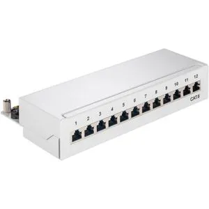 goobay CAT 6 Mini/Desktop Patch Panel 12 Port grau - Sonstige Netzwerkartikel, STP geschirmtes Patchfeld für einfache Montage ohne Werkzeug, ideal für effiziente Netzwerkverbindungen.
