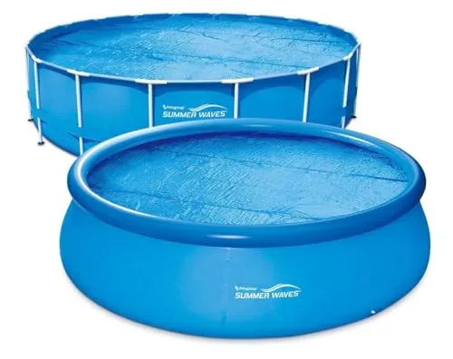 Summer Waves Solarfolie - Poolheizung für effizientes Aufheizen - Poolabdeckungen mit 60 µm Stärke, umweltfreundliches Heizen durch Sonnenenergie, reduziert Wasserverdunstung und schützt vor Schmutz, ideal für eine verlängerte Badesaison.