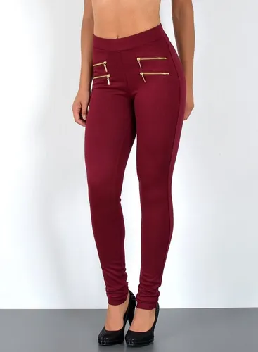 ESRA Stretch-Hose Sehr enge Damen Treggings Hose Gummi-Bund Stretch Hose J189 Damen High Waist Skinny Hose mit elastischem Bund Treggings Hose