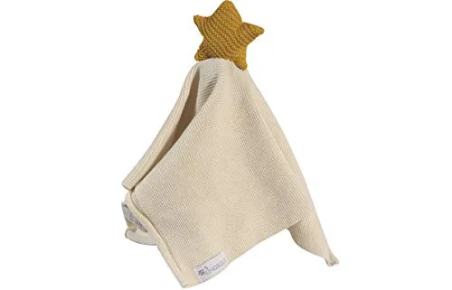 Kindsgut Schmusetuch mit Rassel aus 100% zertifizierter Baumwolle, dezente Farben und Schlichtes Design, ideal für unterwegs oder zum Kuscheln, schönes Geschenk zur Geburt, Stern