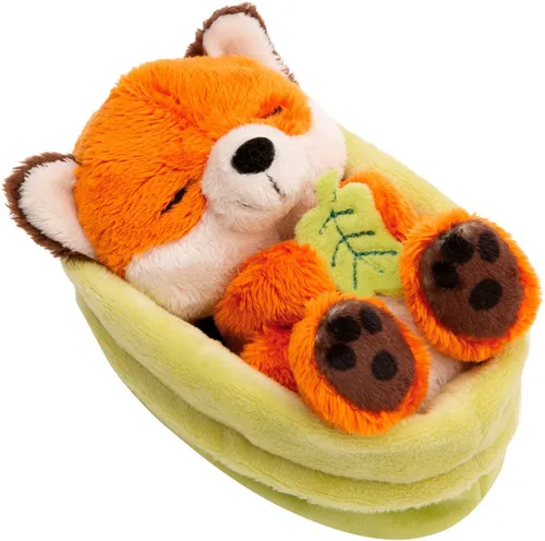 Nici Kuscheltier Sleeping Pets GREEN, Fuchs im Körbchen - Kuscheltiere für kleine Abenteurer! Der 12 cm große Fuchs mit recyceltem Plüsch und softiger Füllung sorgt für traumhafte Kuschelstunden und ist ideal als Geschenk.
