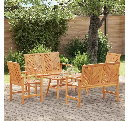 furnicato Garten-Essgruppe Echtholz Braun, 5-teilig - Elegantes 5-teiliges Garten-Lounge-Set aus robustem Echtholz in Braun. Ideal für entspannte Stunden im Freien, vereint es stilvolles Design mit hoher Funktionalität und ist einfach zu pflegen.