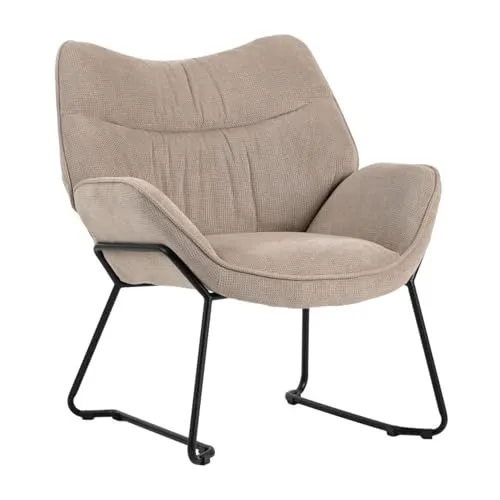 MR.DEKO Loungesessel Aliano – Eleganter Relaxsessel in Beige - Stilvoller Relaxsessel Aliano für Ihr Zuhause. Ergonomisch und bequem, ideal für Wohnzimmer oder Homeoffice. In 5 Farben erhältlich, stabil und schnell montiert.
