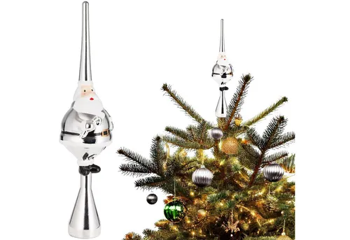 BRUBAKER Christbaumspitze Weihnachtsbaumspitze Dicker Santa - Christbaumspitze glänzend - 35 cm (1-tlg), Baumspitze Weihnachtsmann - Weihnachtsbaum Spitze - Tannenbaum Deko