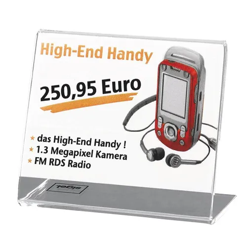 SIGEL Tischaufsteller A8 quer glasklar - 10 St. PA103 - Werbeartikel: Hochwertige Tischaufsteller aus Acryl, ideal für professionelle Präsentationen und Informationen im Querformat.