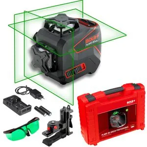 Sola Linienlaser PLANO 3D green Professional 71017201 - Messgeräte - Präziser 3D-Linienlaser mit grünem Laserlicht, inklusive Koffer und Akku für flexible Anwendung auf Baustellen.