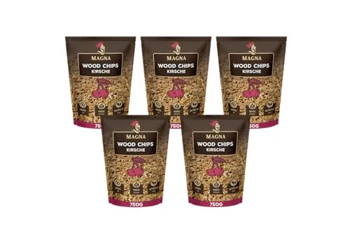 Magna Premium Räucherchips Kirsche - 3,75 KG - 100% Natürlich - Entdecke ein neues Grillerlebnis mit unseren hochwertigen Räucherchips aus Kirschenholz. Ideal für alle Grillarten, sorgen sie für ein intensives Aroma und perfektes Rauchverhalten. Chemikalienfrei und vielseitig einsetzbar!