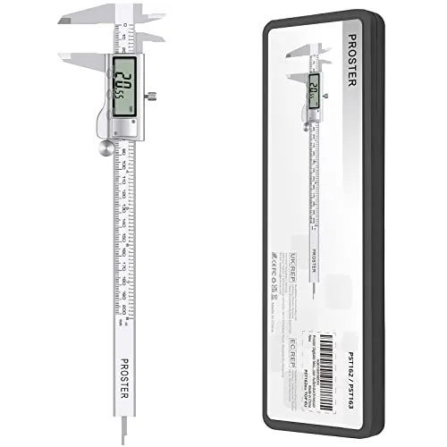 Proster Digitaler Messschieber 8 Zoll/200mm Edelstahl Elektronische Bruchzahl/Zoll/Metrisch Umrechnung Messwerkzeug für Länge Breite Tiefe Innendurchmesser Außendurchmesser