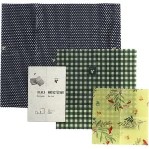 beegut Bienenwachstücher Set Klassik, 3 Größen, mit Dekor, 3-teilig