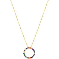 Halskette Luxenter hrius aus 925er Sterlingsilber und mehrfarbigen Zirkonen mit 18 Karat Gelbgoldplattierung