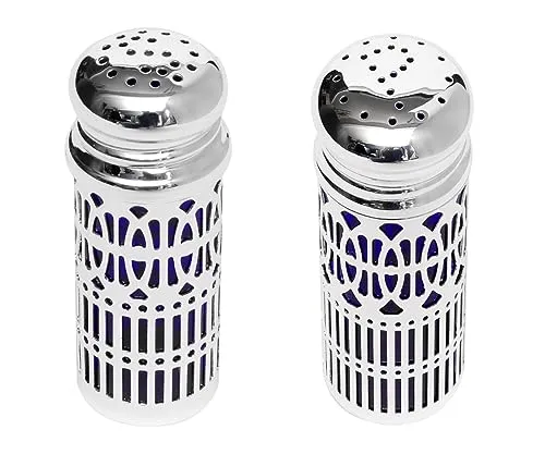 Brillibrum Design Salz und Pfefferstreuer versilbert Metall Gewürzstreuer Fein Salzstreuer Silber Streuer 2er Set (Variante 1: 7 x 2,5 cm (HxØ))