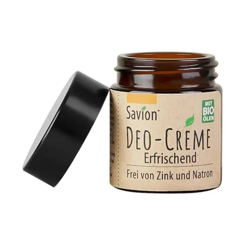 Savion Deo-Creme mit pflegender Sheabutter und Jojobaöl | Erfrischend und ohne Zink und Natron und OHNE Duft | Ideal für empfindliche Haut | Made in Germany, 30g