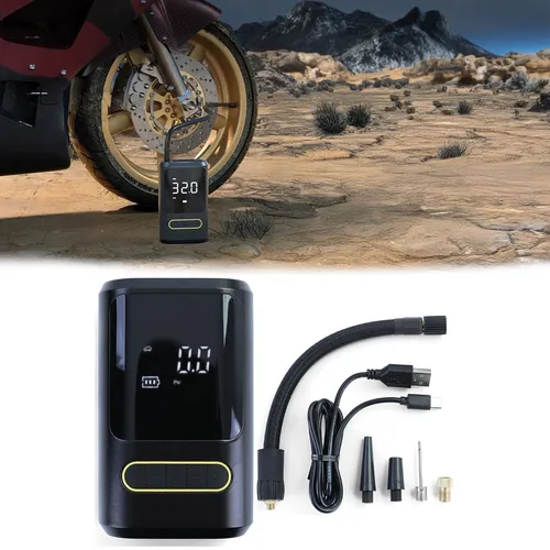 Akku Kompressor Luftpumpe mit Display, Powerbank und Taschenlampe - Praktische Akku Kompressor Luftpumpe für Pannenhilfe, ausgestattet mit Display, Powerbank-Funktion und integrierter Taschenlampe – ideal für unterwegs.
