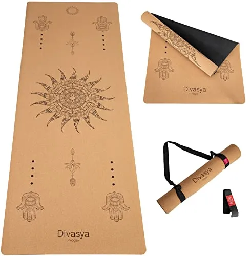 Produktbild DIVASYA Premium Yogamatte Kork – Rutschfest & Nachhaltig | 183x66cm | Inkl. Tragegurt