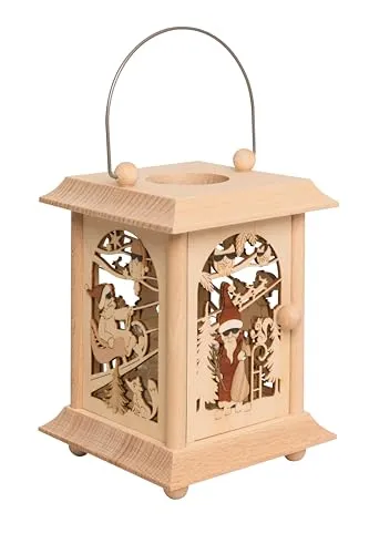 Drechslerei Kuhnert Tischlaterne - Nikolaus aus Edelholz - Teelichthalter mit Nikolaus-Motiv aus hochwertigem Edelholz, inklusive Kerzenglas. Perfekt für stimmungsvolle Momente und ein echtes Stück Erzgebirgs-Kunst.