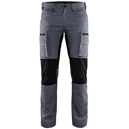 Blakläder Stretch 1459 Service-Arbeitshose Grau/Schwarz - Moderne Arbeits- und Schutzkleidung für Herren mit schnelltrocknenden Eigenschaften und vorgeformten Knien für optimale Bewegungsfreiheit. Nachhaltig nach OEKO-TEX® Standard produziert.