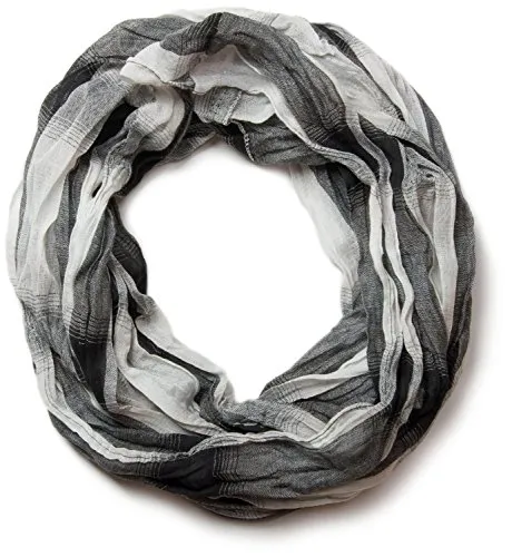 styleBREAKER Unisex Loop Schal mit Streifen Karo Muster Mix, Schal, Tuch 01018036, Farbe:Schwarz-Grau