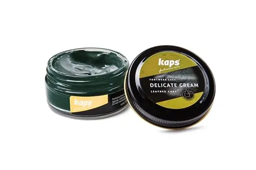 Kaps Schuhcreme - Pflege für Leder - 50ml Grün - Schuhpflege für Leder, reinigt und verleiht Glanz mit natürlicher Wachsformel. Ideal für Schuhe, Möbel und Taschen. Erweckt die Farbe und schützt das Material.