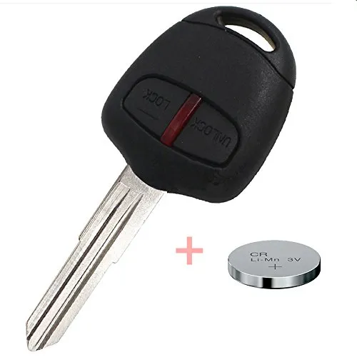Auto Schlüssel Funk Fernbedienung 1x Gehäuse 2 Tasten + 1x Rohling MIT11R + 1x CR1616 Batterie kompatibel mit Mitsubishi
