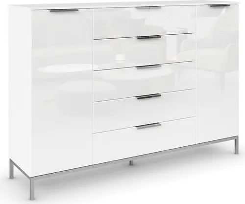RAUCH Kommode FLIPP mit Glasfront, 5 Schubladen, alpinweiß in weiß von Rauch