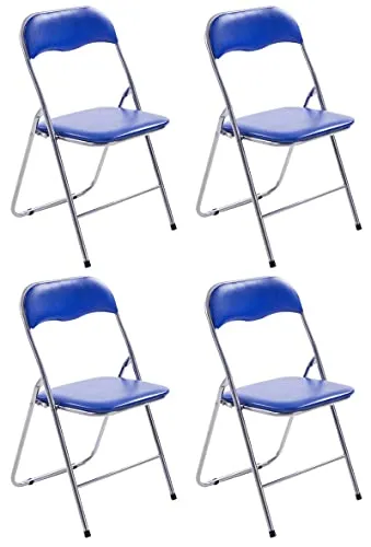 CLP Klappstuhl Felix Gepolstert 4er Set - Bürostühle mit gepolstertem PVC-Sitz und stabilem Metallgestell, klappbar für platzsparende Lagerung. Ideal für Küche oder Camping, max. Belastbarkeit 115 kg.