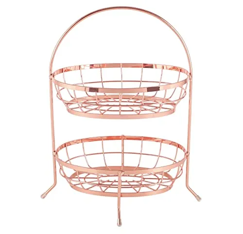 Echtwerk Obstkorb aus Eisen, 2-Stöckig, kupfer - Obstkorb aus Eisen, 2-stöckig und pulverbeschichtet, ideal für modernes Dekor. Mit praktischem Bügelgriff und stabilem Stand, perfekt für eine stilvolle Präsentation von Obst.