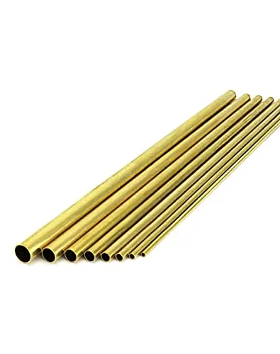 QWORK® Messing Rohr, 2mm 3mm 4mm 5mm 6mm 7mm 8mm 10mm, 0.5mm Wandstärke, 300mm Länge, lötfreier Rundschlauch, 8 Stück