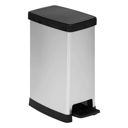 5five Simply Smart Pedal-Abfalleimer Ariane - Soft Close Mülleimer 40 L - Müll- & Abfalleimer mit Soft Close-Funktion für leises Schließen, elegantes Design in Silber, perfekt für jedes Zuhause.