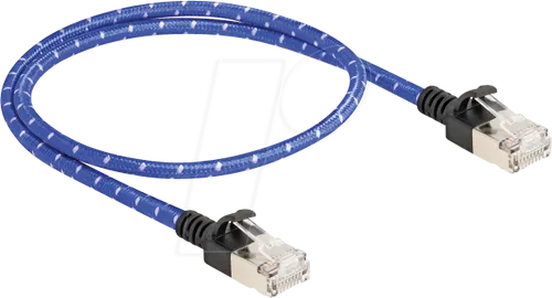 DELOCK 80376 - Patchkabel Cat.6A U/FTP Slim 0,5 m blau
