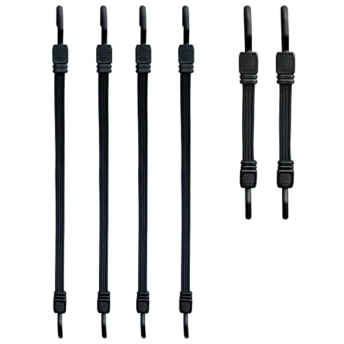 6er Set Flache Spanngummis mit Haken, Gummispanner, Spanngummi mit Kunststoff Haken (verhindert Kratzer), Gepäckspanner, Expander mit drehbaren Haken, Gummiband für Fahrrad (2x30/4x60 cm)