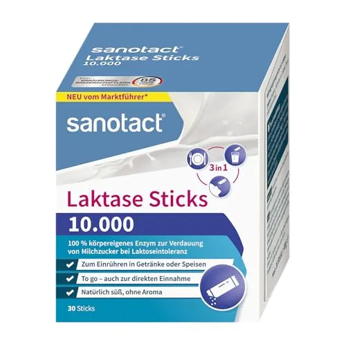 sanotact Laktase Sticks 10.000 – 30 Sticks für Laktoseintoleranz