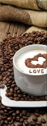 artissimo, Glasbild, 30x80cm, AG8911A, I love Coffee I, Küchenbild, Kaffee, Bild aus Glas hochkant, moderne Wanddekoration aus Glas, Wandbild Wohnzimmer modern