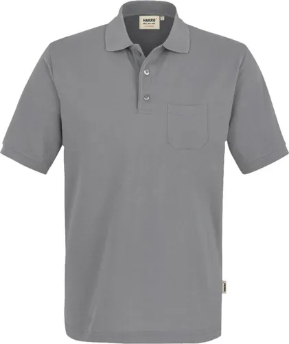 HAKRO Pocket-Poloshirt Mikralinar® 812 in titan, 2XL - Hochwertiges Herren Poloshirt aus strapazierfähigem Mikralinar®-Material, ideal für den gewerblichen Einsatz mit praktischer Brusttasche und extra haltbaren Knöpfen.