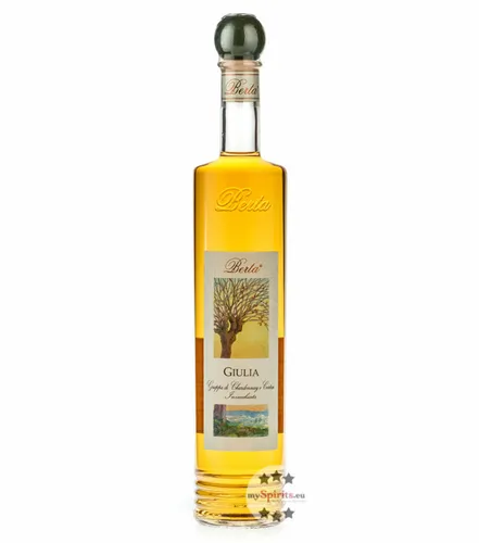 Berta Grappa Giulia Invecchiata - Exklusiver Grappa di Chardonnay und Cortese aus dem Holzfass, 40 % vol, ideal für Kenner und Liebhaber edler Spirituosen.