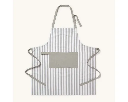 Homescapes Kochschürze Grau-weiß gestreifte Kochschürze aus 100% Baumwolle