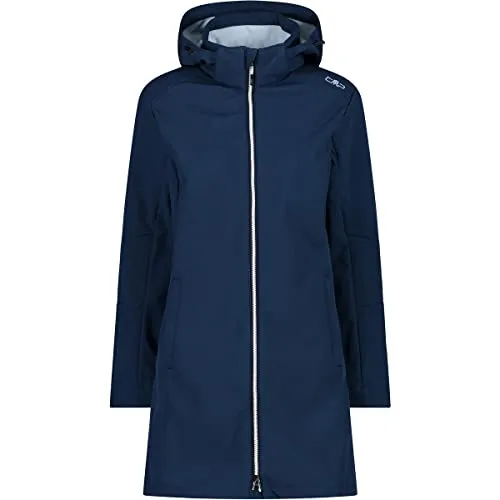 CMP Woman Parka Zip Hood blue ink-cristal blue (03MM) 34 - Mäntel & Parkas für Damen, knielange Softshelljacke mit Clima Protect Technologie für optimalen Schutz vor Wind und Wetter, wasserdicht und atmungsaktiv.