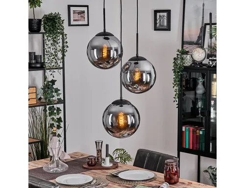 Hofstein Hängeleuchte Esszimmer Schwarz/Rauchfarben in schwarz von Hofstein