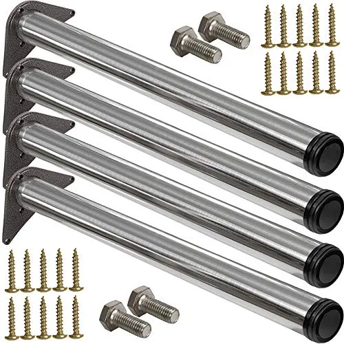 Stahlia 4 x Edelstahl Tischfuß Ø60 mm - Höhenverstellbar 1100 mm - Möbelfüße aus echtem Edelstahl, höhenverstellbar um 30 mm, ideal für individuelle Anpassungen in Küche, Büro oder Garten. Inklusive Befestigungsmaterial für einfachen Einbau.