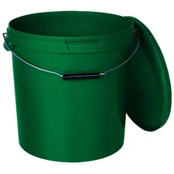 BENBOW Aufbewahrungssystem Eimer mit Deckel 30 20 10 1 0,5 L Grün Lebensmittelecht Eimer, Polypropylen - Lebensmittelecht, Geschmacksneutral, Auslaufsicher, (1-tlg., PZH-, BRC- und DIN-ISO-zertifiziert), für Lebensmittel, Farben, Chemikalien grün 20 ml | Ø 32 cm x 31 cm