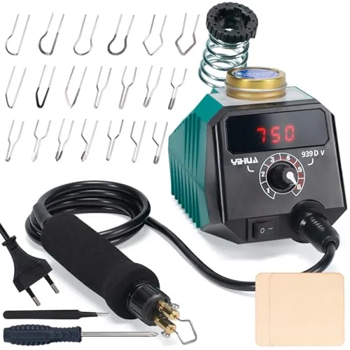 YIHUA 939D-V brandmalerei brennpeter für holz mit Digitalanzeige mit 20 Drahtspitzen, abnehmbarem holzbrennstift, 2 Holzstücken als brandmalerei holzbrennstift und Brenneisen für Holz