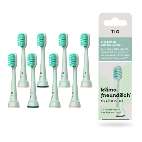 TIO Sonic Aufsätze für Philips Sonicare – 8 Stück – Nachhaltige biobasierte Ersatzbürsten – Kompatibel mit Sonicare Handstücken – Kompatibel für alle Schallzahnbürsten (8)