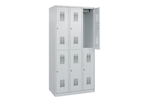 CP-Möbel Spind Basis PLUS, lichtgrau, 3 Abteile - Büromöbel mit 3 Abteilen und Zylinderschloss für optimale Sicherheit, stabile Stahlkonstruktion und hochwertige Pulverbeschichtung, ideal für Büros oder Umkleideräume.